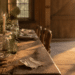 A farmhouse table set with candles and wildflowers beside a discarded to-do list, symbolizing that every table is an altar and your worth is more than your checklist.